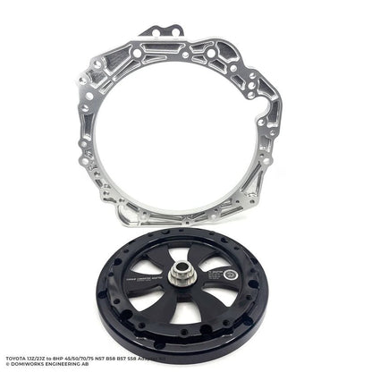 DomiWorks Engineering 1JZ/2JZ to BMW 8HP adapter kit with aluminum plate and hardware