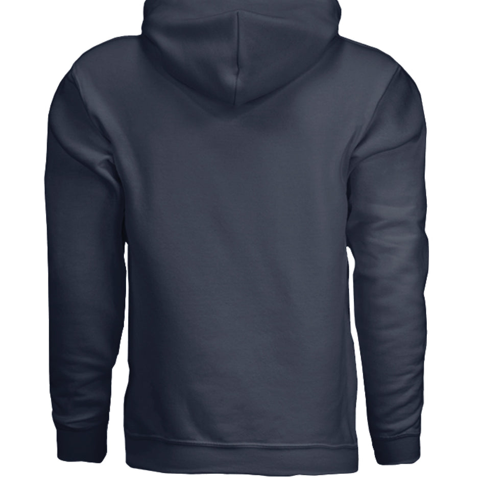 Gildan G185 Adult Hoodie in Safety Orange with double-lined hood and pouch pocket