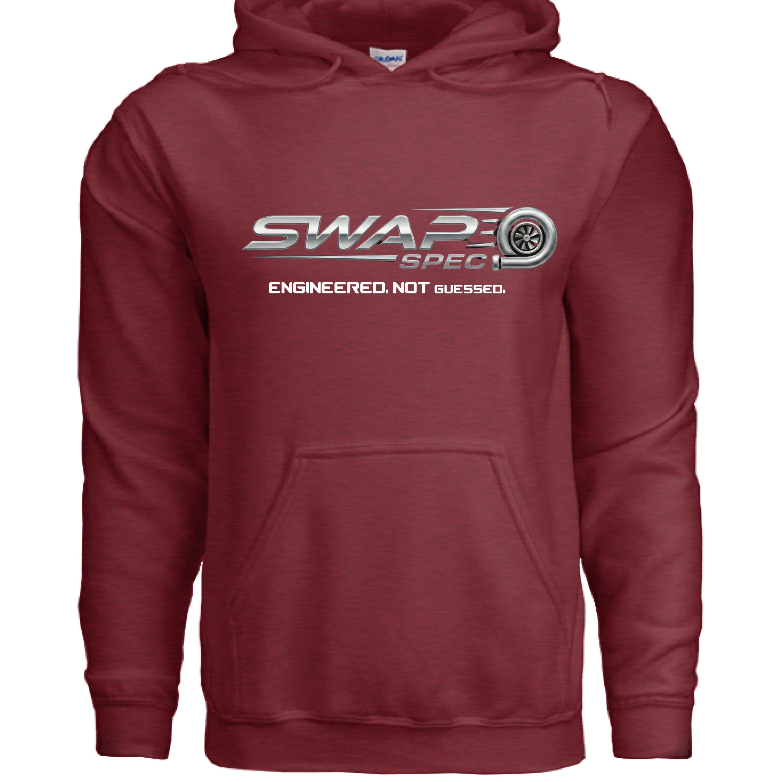 Gildan G185 Adult Heavy Blend 50/50 Hoodie with double-needle stitching and double-lined hood