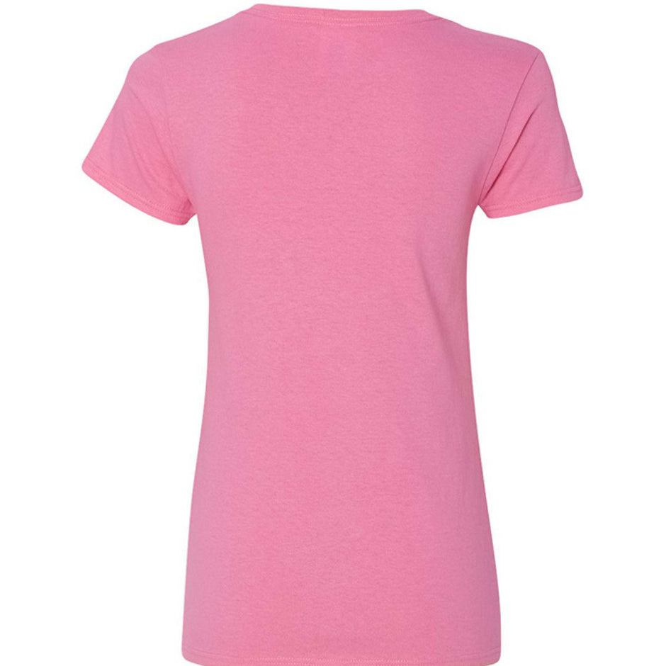Gildan Ladies Love Boost heavy cotton V-neck t-shirt with cap sleeves and sustainable USA cotton
